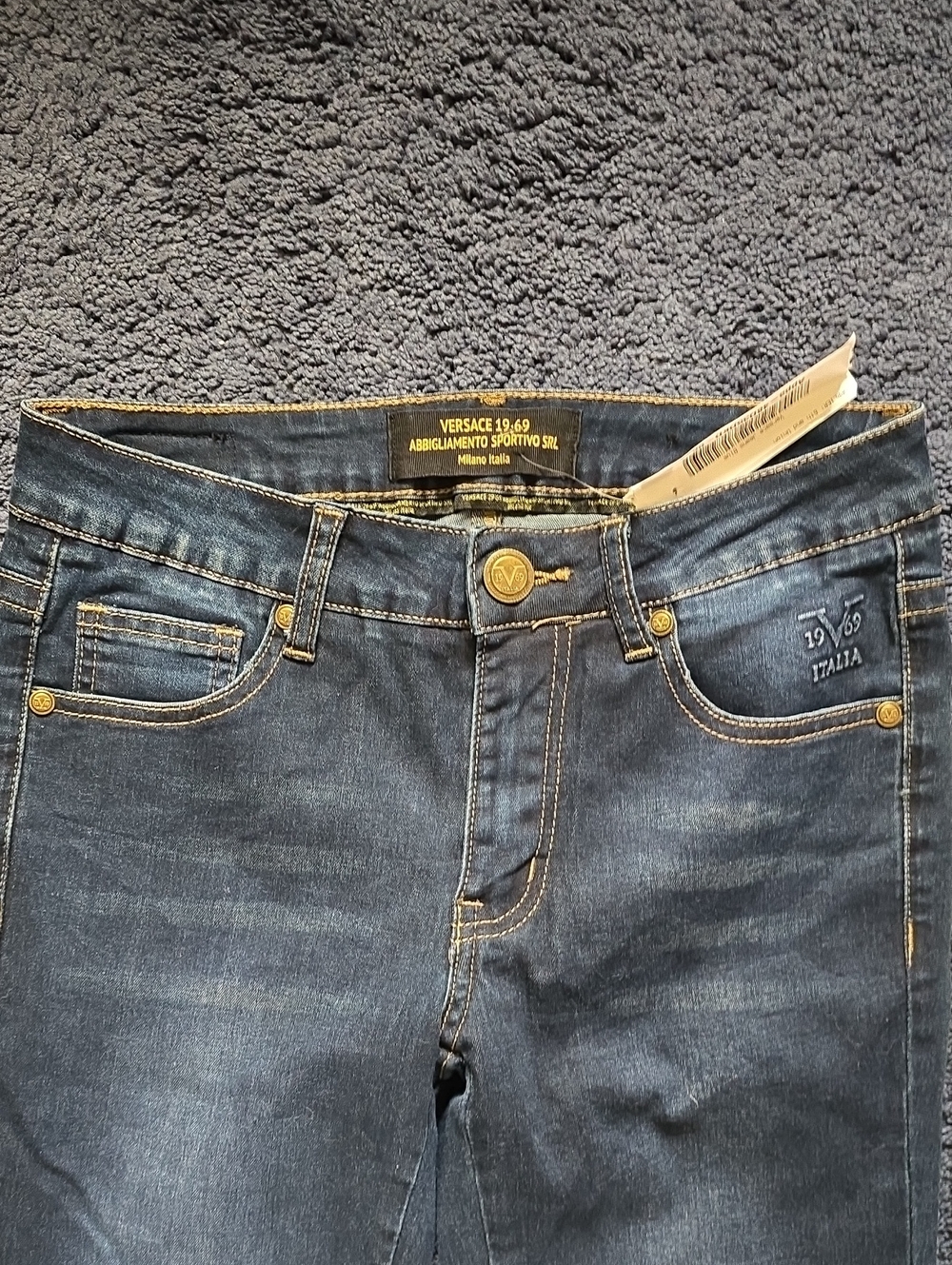 Versace 19.69 Dark Wash Jeans with Gold Hardware